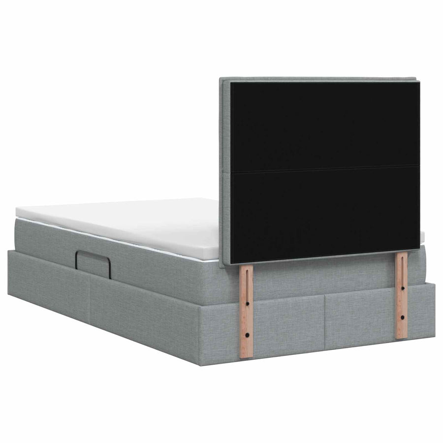 LED Opslagbed met Matras Lichtgrijs 120 x 190 cm Stof