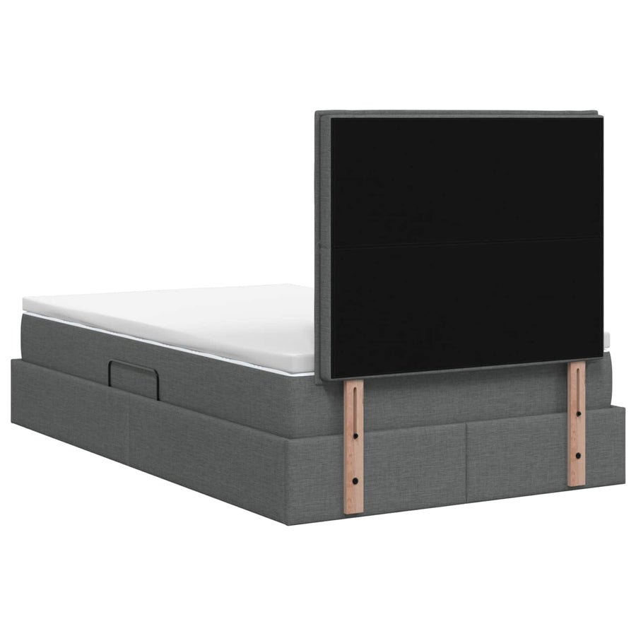 LED Opslagbed met Matras Donkergrijs 120 x 200 cm Stof