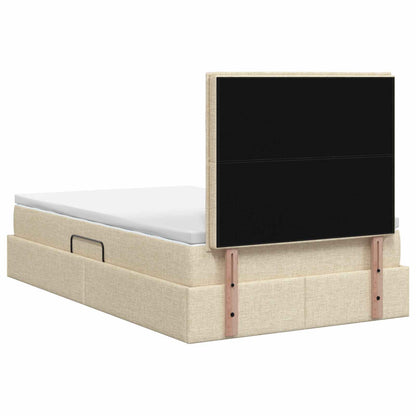 LED Opslagbed met Matras Crèmekleurig 120 x 200 cm Stof