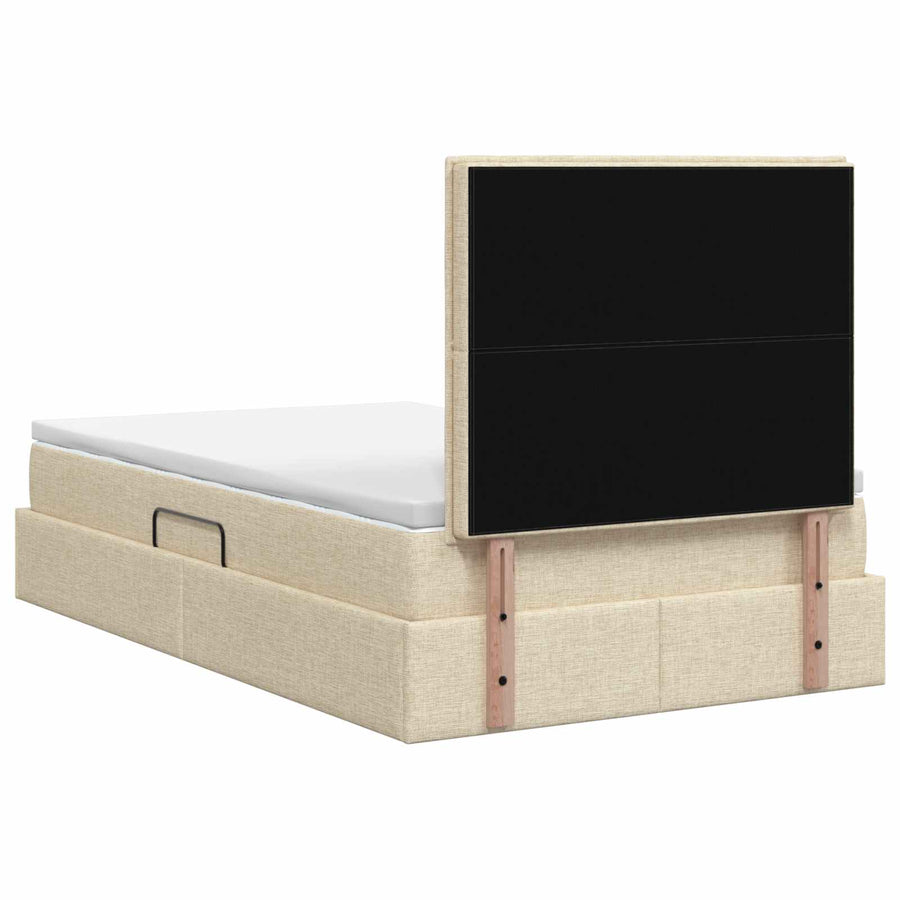 LED Opslagbed met Matras Crèmekleurig 120 x 200 cm Stof
