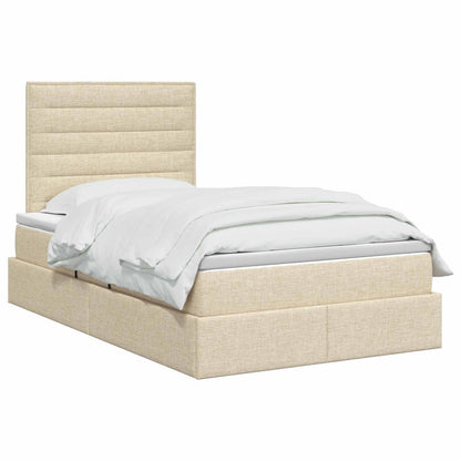 LED Opslagbed met Matras Crèmekleurig 120 x 200 cm Stof