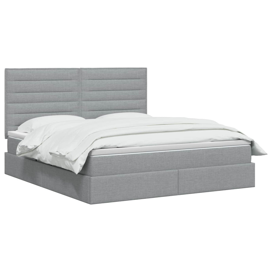 LED Opslagbed met Matras Lichtgrijs 140 x 190 cm Stof
