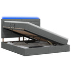LED Opslagbed met Matras Donkergrijs 140 x 200 cm Stof