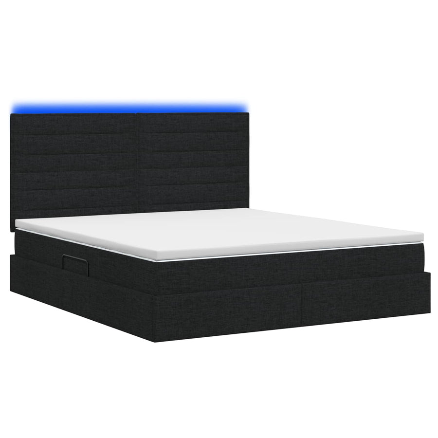 LED Opslagbed met Matras Zwart 140 x 200 cm Stof
