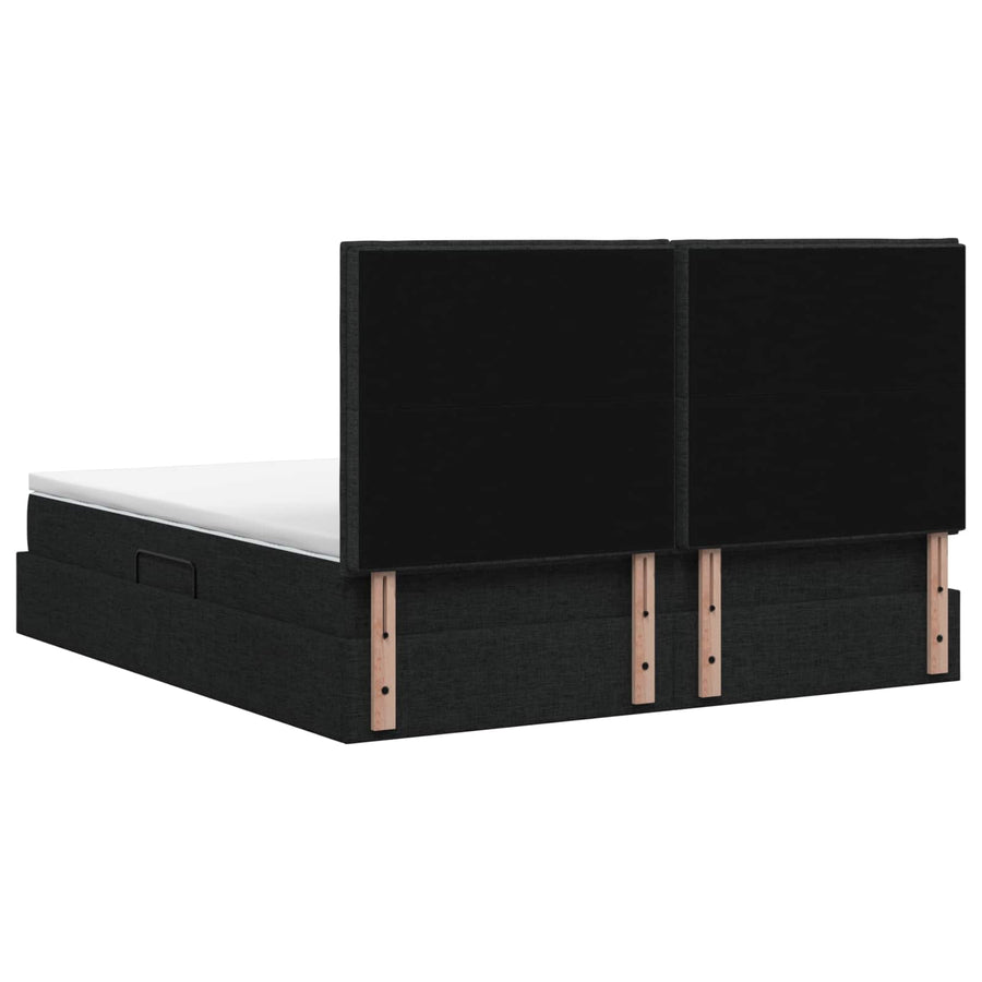 LED Opslagbed met Matras Zwart 140 x 200 cm Stof