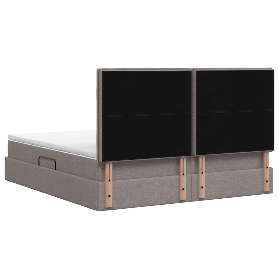 LED Opslagbed met Matras Taupe 140 x 200 cm Stof