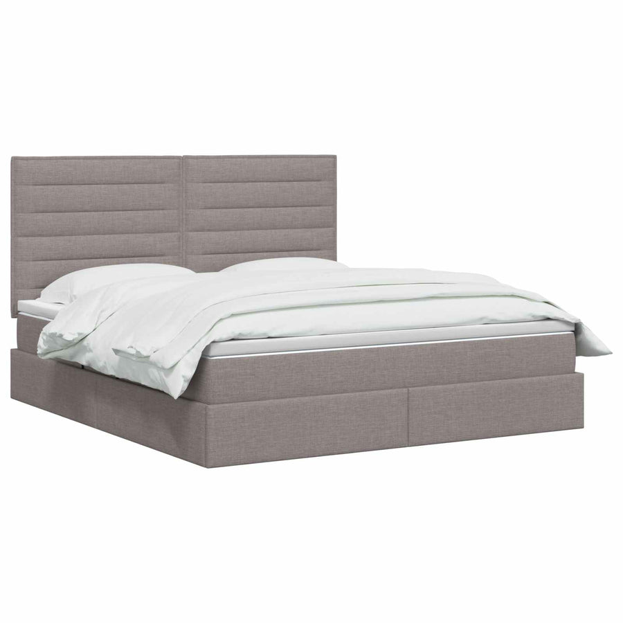 LED Opslagbed met Matras Taupe 140 x 200 cm Stof