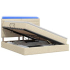 LED Opslagbed met Matras Crèmekleurig 140 x 200 cm Stof