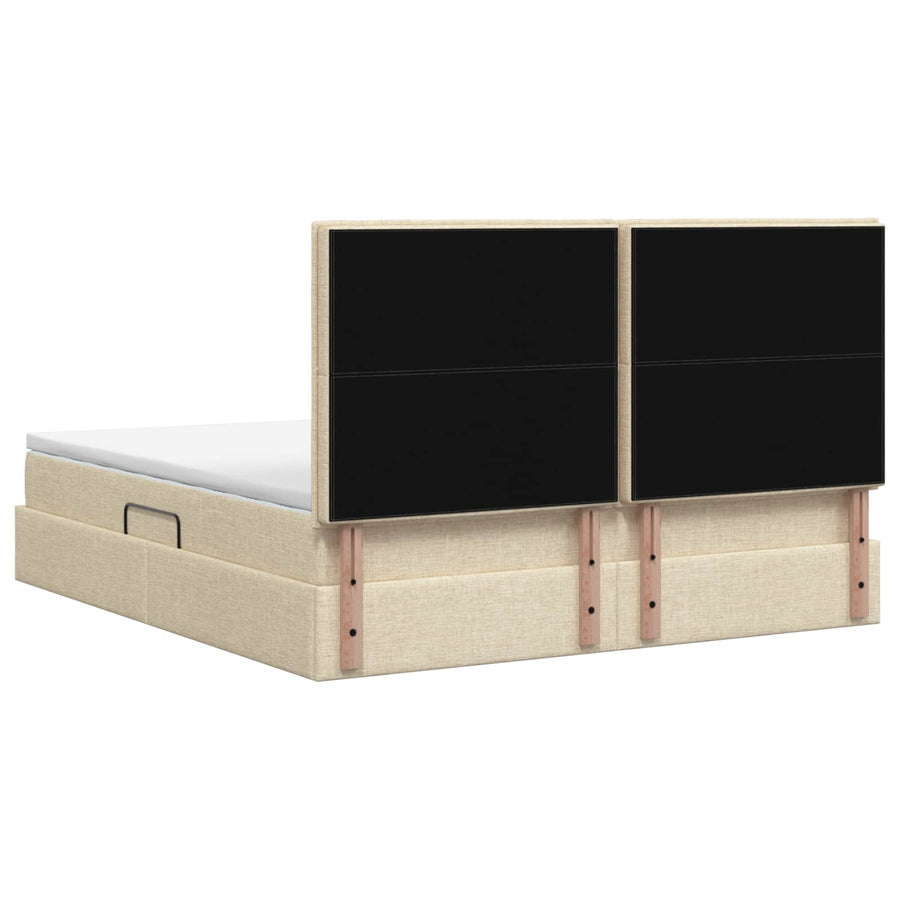 LED Opslagbed met Matras Crèmekleurig 140 x 200 cm Stof