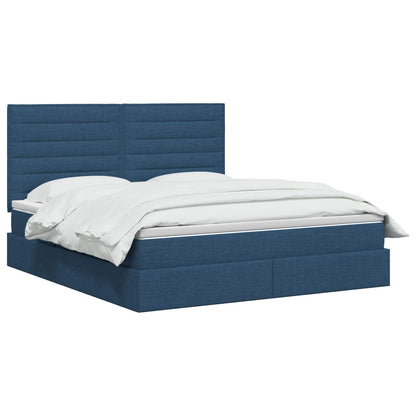 LED Opslagbed met Matras Blauw 140 x 200 cm Stof