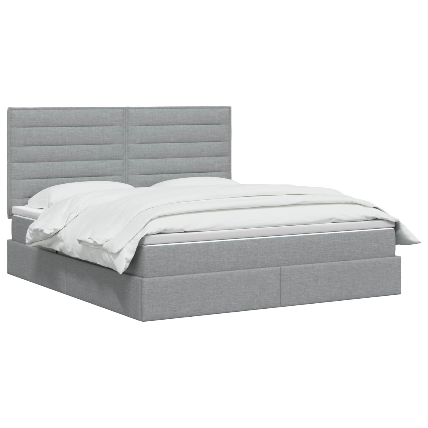 LED Opslagbed met Matras Lichtgrijs 160 x 200 cm Stof