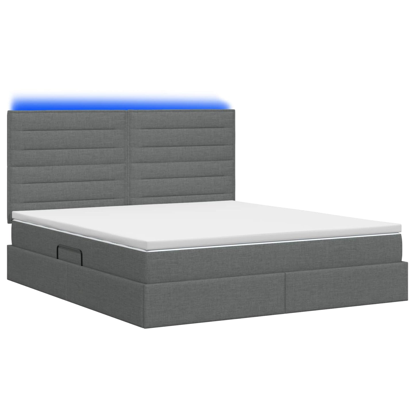 LED Opslagbed met Matras Donkergrijs 160 x 200 cm Stof