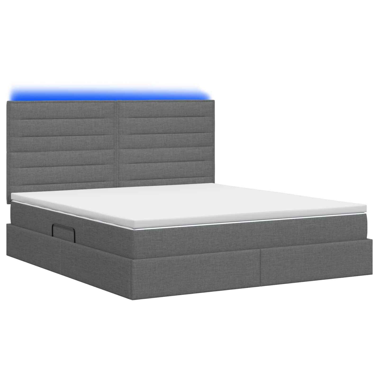 LED Opslagbed met Matras Donkergrijs 160 x 200 cm Stof