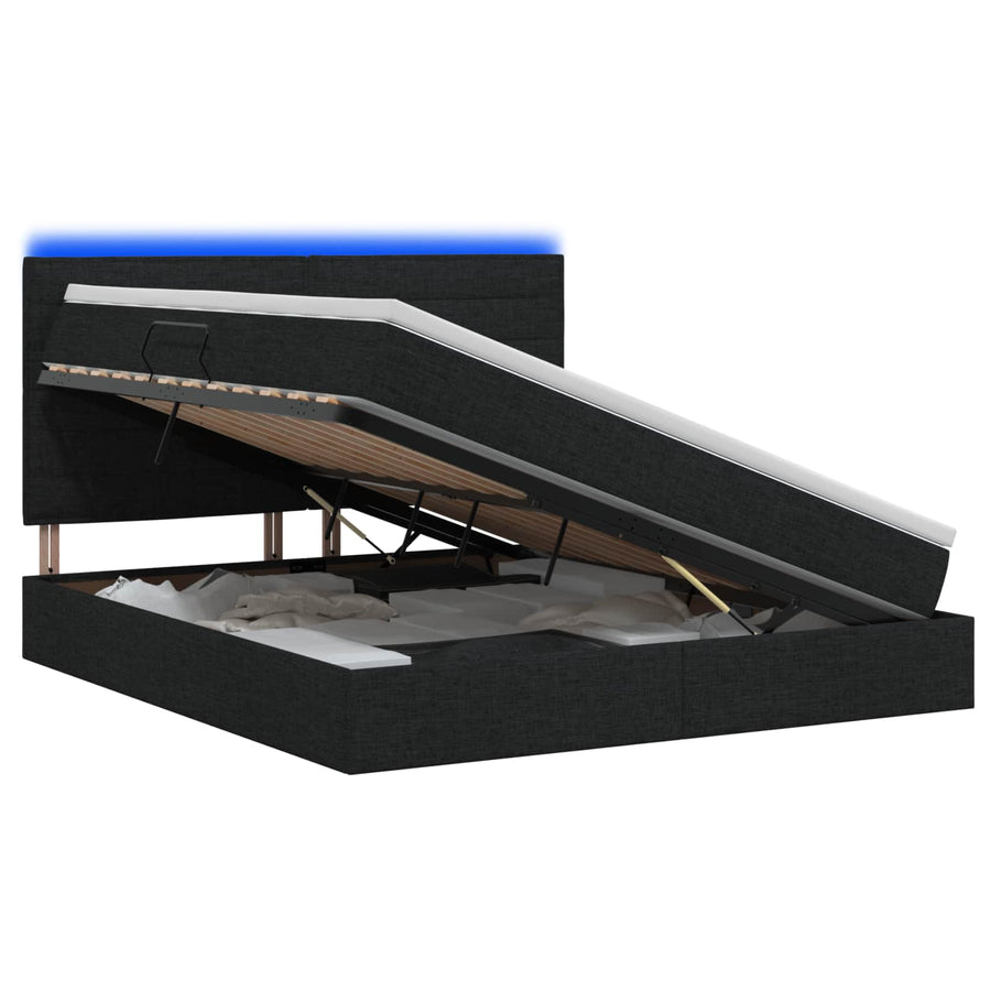 LED Opslagbed met Matras Zwart 160 x 200 cm Stof
