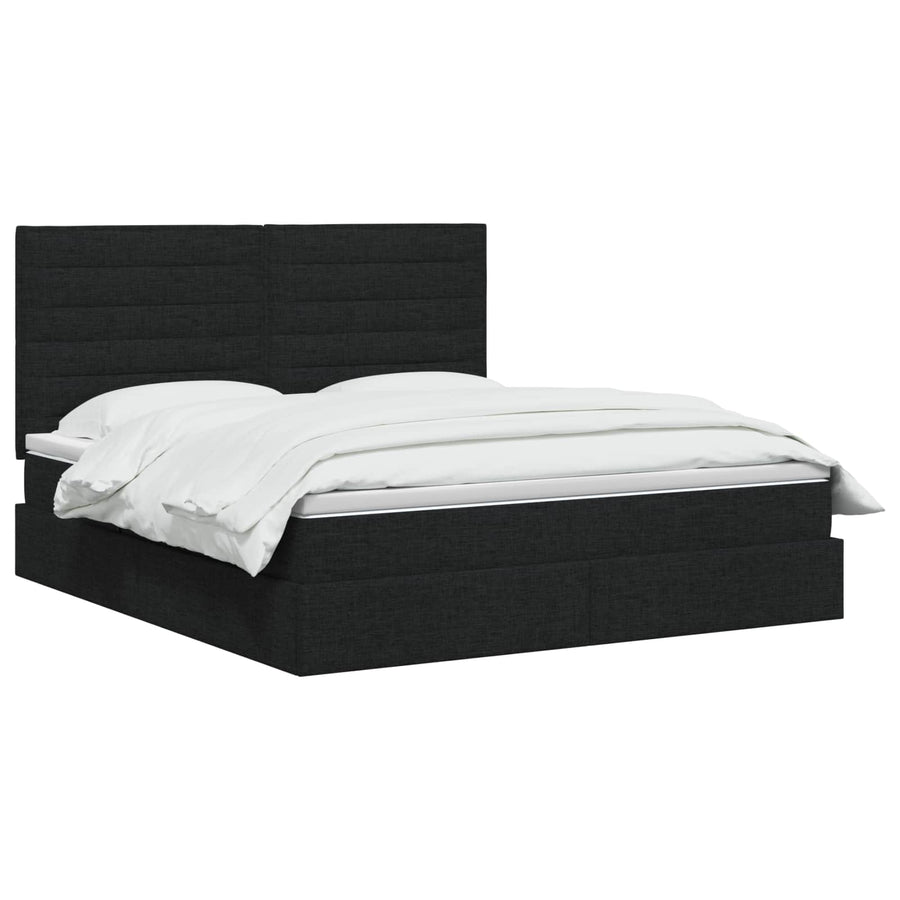 LED Opslagbed met Matras Zwart 160 x 200 cm Stof