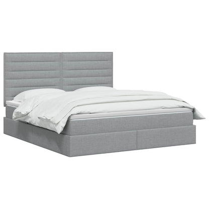 LED Opslagbed met Matras Lichtgrijs 180 x 200 cm Stof