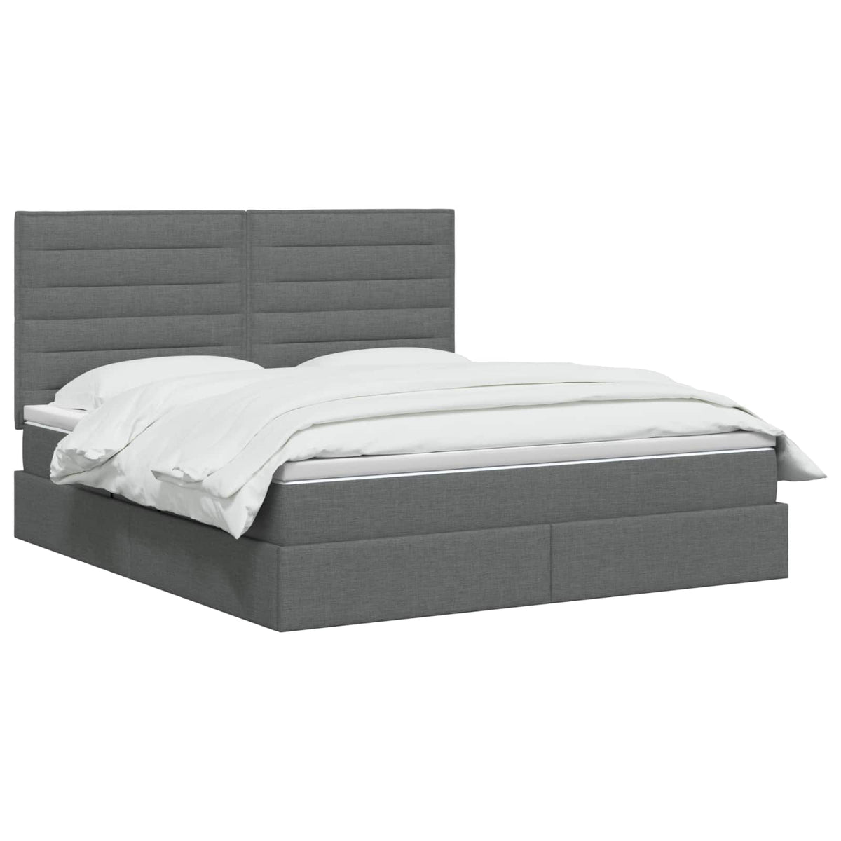 LED Opslagbed met Matras Donkergrijs 180 x 200 cm Stof