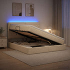 Bed 160x200 cm crèmekleurig met opbergruimte