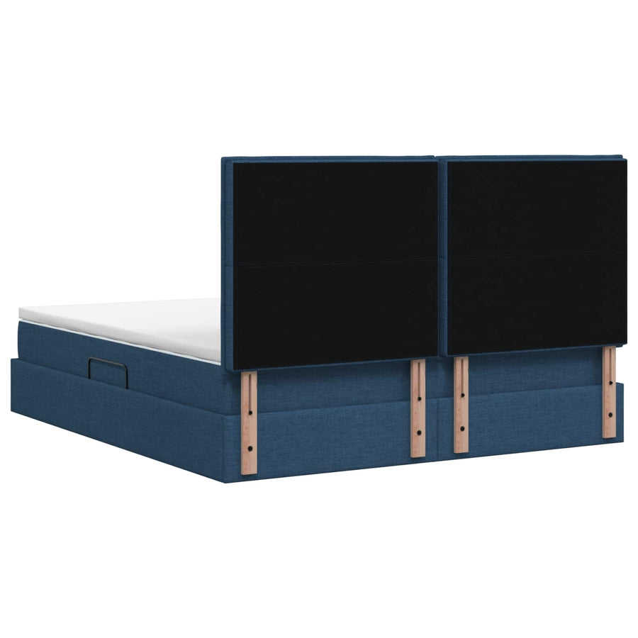 LED Opslagbed met Matras Blauw 180 x 200 cm Stof