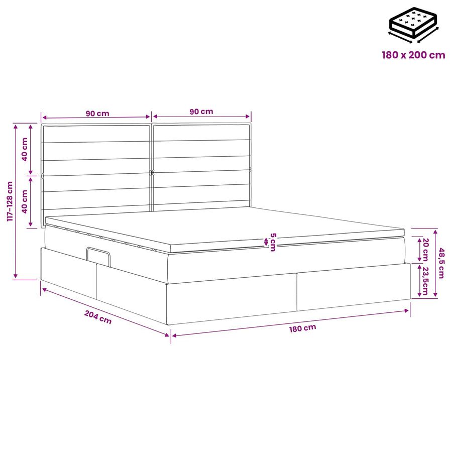LED Opslagbed met Matras Blauw 180 x 200 cm Stof