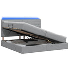 LED Opslagbed met Matras Lichtgrijs 200 x 200 cm Stof