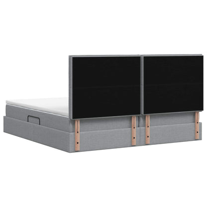 LED Opslagbed met Matras Lichtgrijs 200 x 200 cm Stof