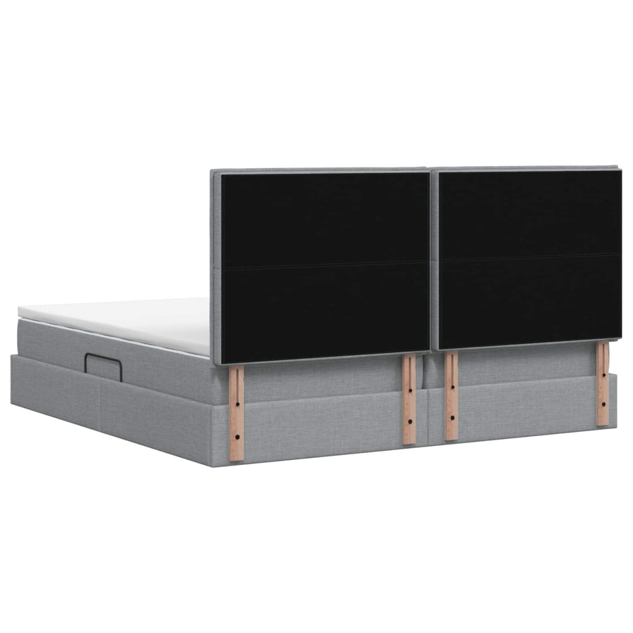 LED Opslagbed met Matras Lichtgrijs 200 x 200 cm Stof