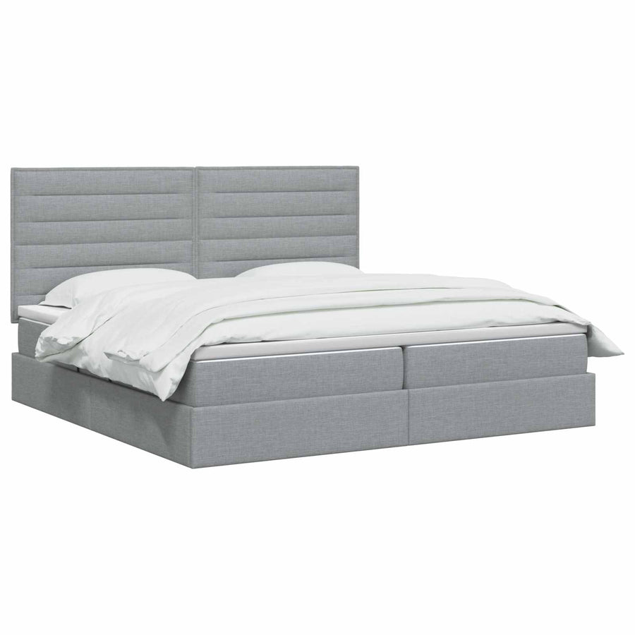 LED Opslagbed met Matras Lichtgrijs 200 x 200 cm Stof