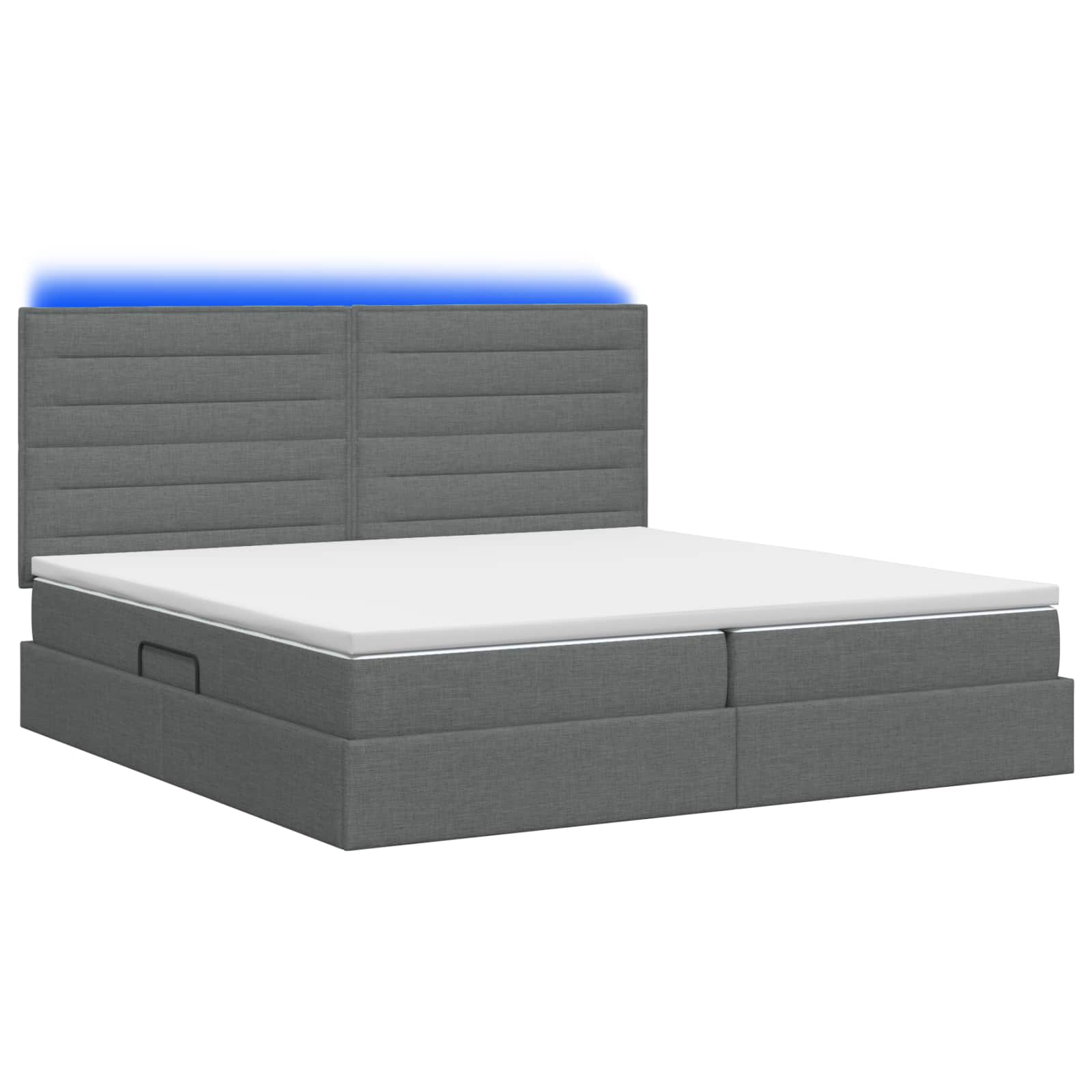 LED Opslagbed met Matras Donkergrijs 200 x 200 cm Stof