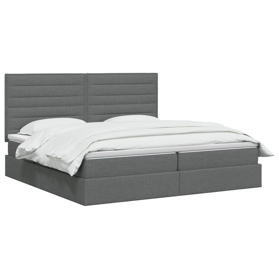 LED Opslagbed met Matras Donkergrijs 200 x 200 cm Stof