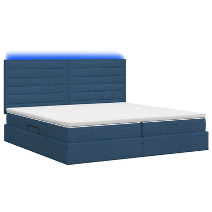 LED Opslagbed met Matras Blauw 200 x 200 cm Stof