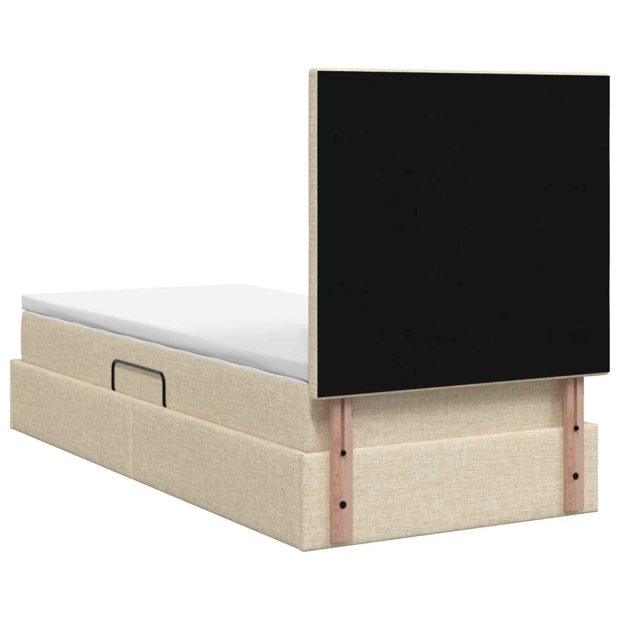 LED Opslagbed met Matras Crèmekleurig 90 x 190 cm Stof