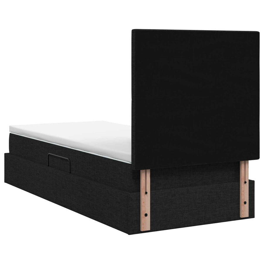 LED Opslagbed met Matras Zwart 90 x 200 cm Stof