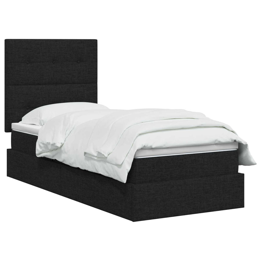 LED Opslagbed met Matras Zwart 90 x 200 cm Stof