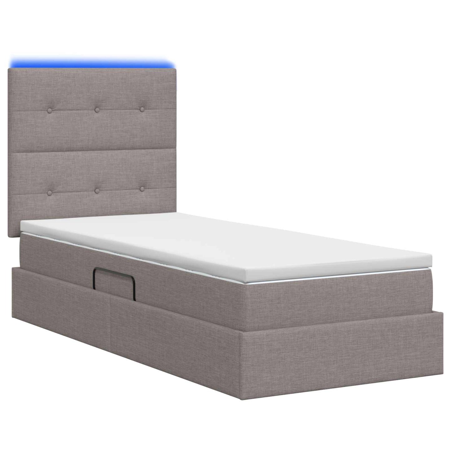 LED Opslagbed met Matras Taupe 90 x 200 cm Stof