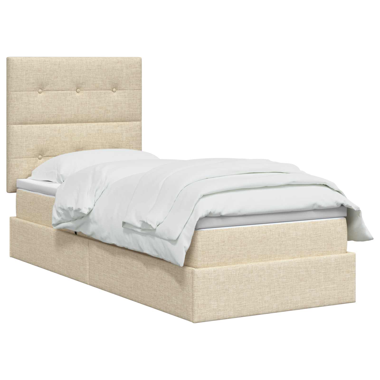 LED Opslagbed met Matras Crèmekleurig 90 x 200 cm Stof