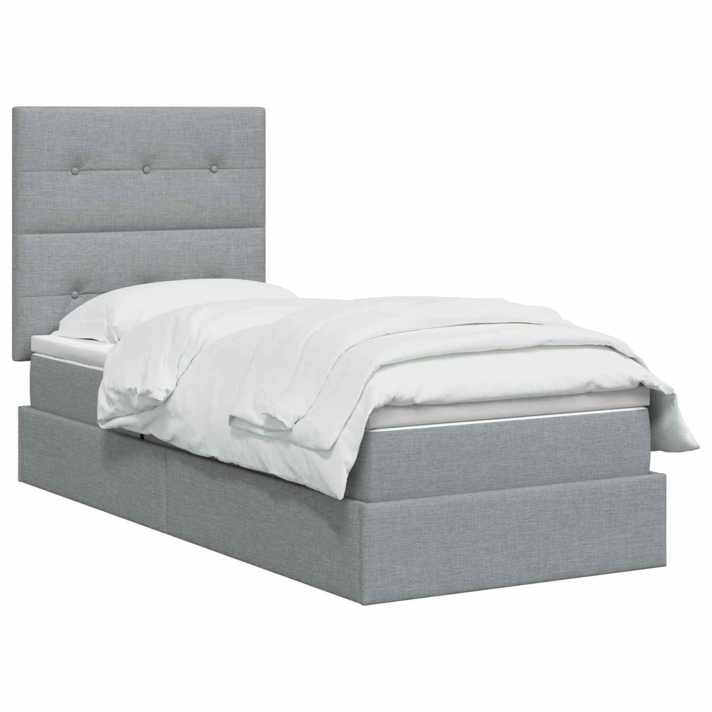 LED Opslagbed met Matras Lichtgrijs 100 x 200 cm Stof
