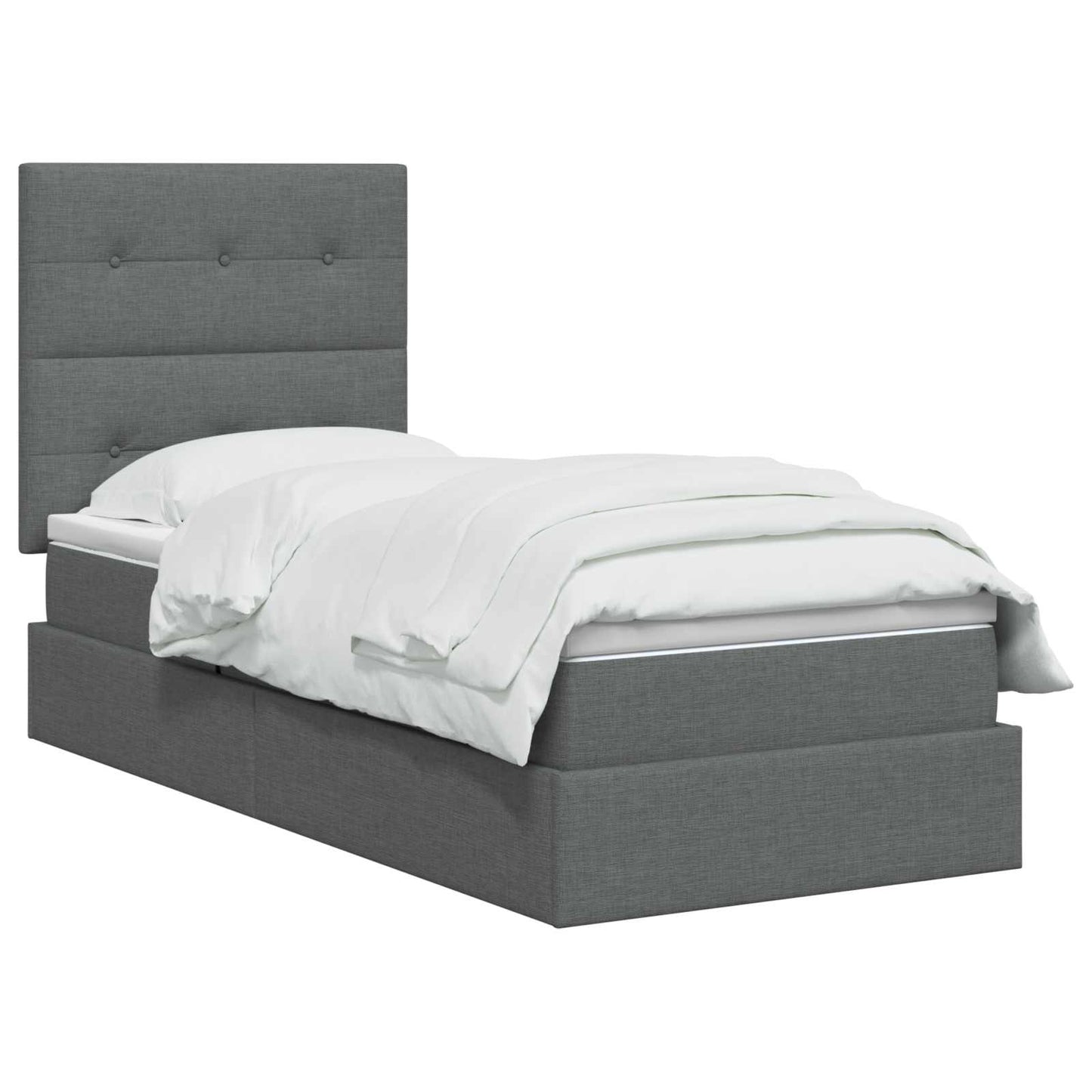 LED Opslagbed met Matras Donkergrijs 100 x 200 cm Stof