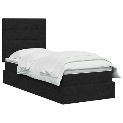 LED Opslagbed met Matras Zwart 100 x 200 cm Stof