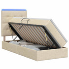 LED Opslagbed met Matras Crèmekleurig 100 x 200 cm Stof