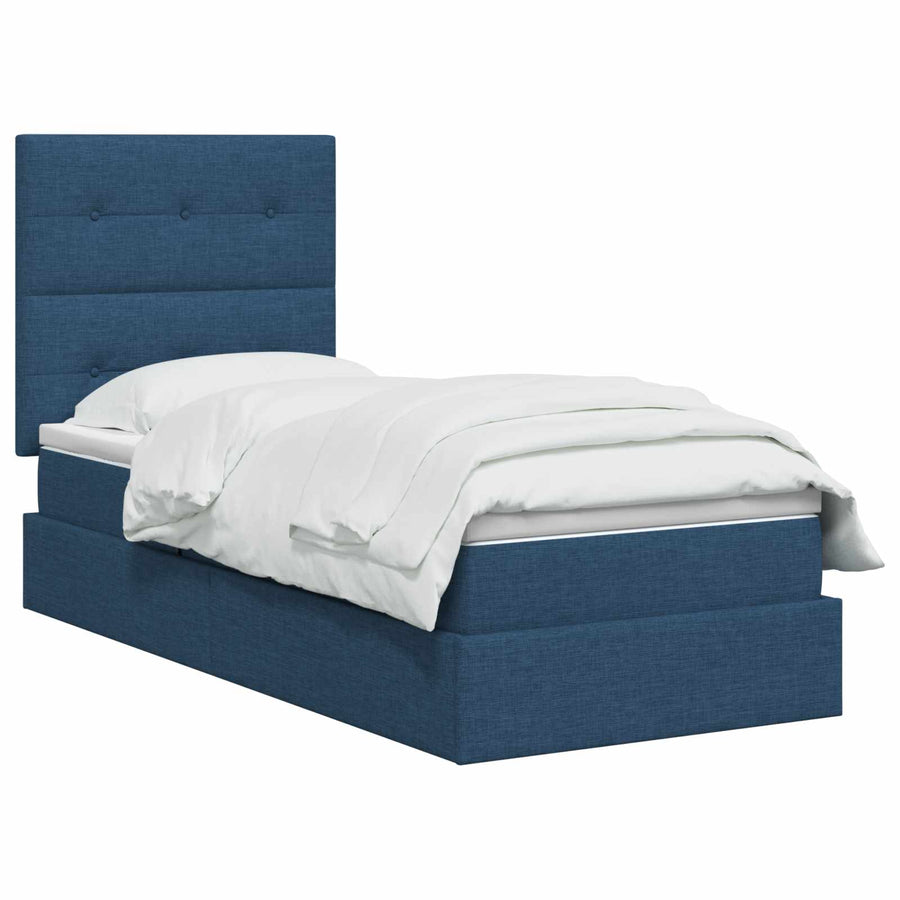 LED Opslagbed met Matras Blauw 100 x 200 cm Stof