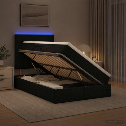 LED Opslagbed met Matras Zwart 120 x 200 cm Stof