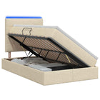 LED Opslagbed met Matras Crèmekleurig 120 x 190 cm Stof