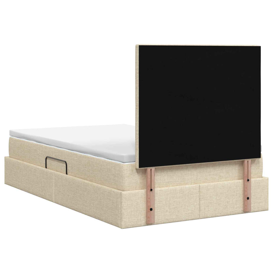 LED Opslagbed met Matras Crèmekleurig 120 x 190 cm Stof