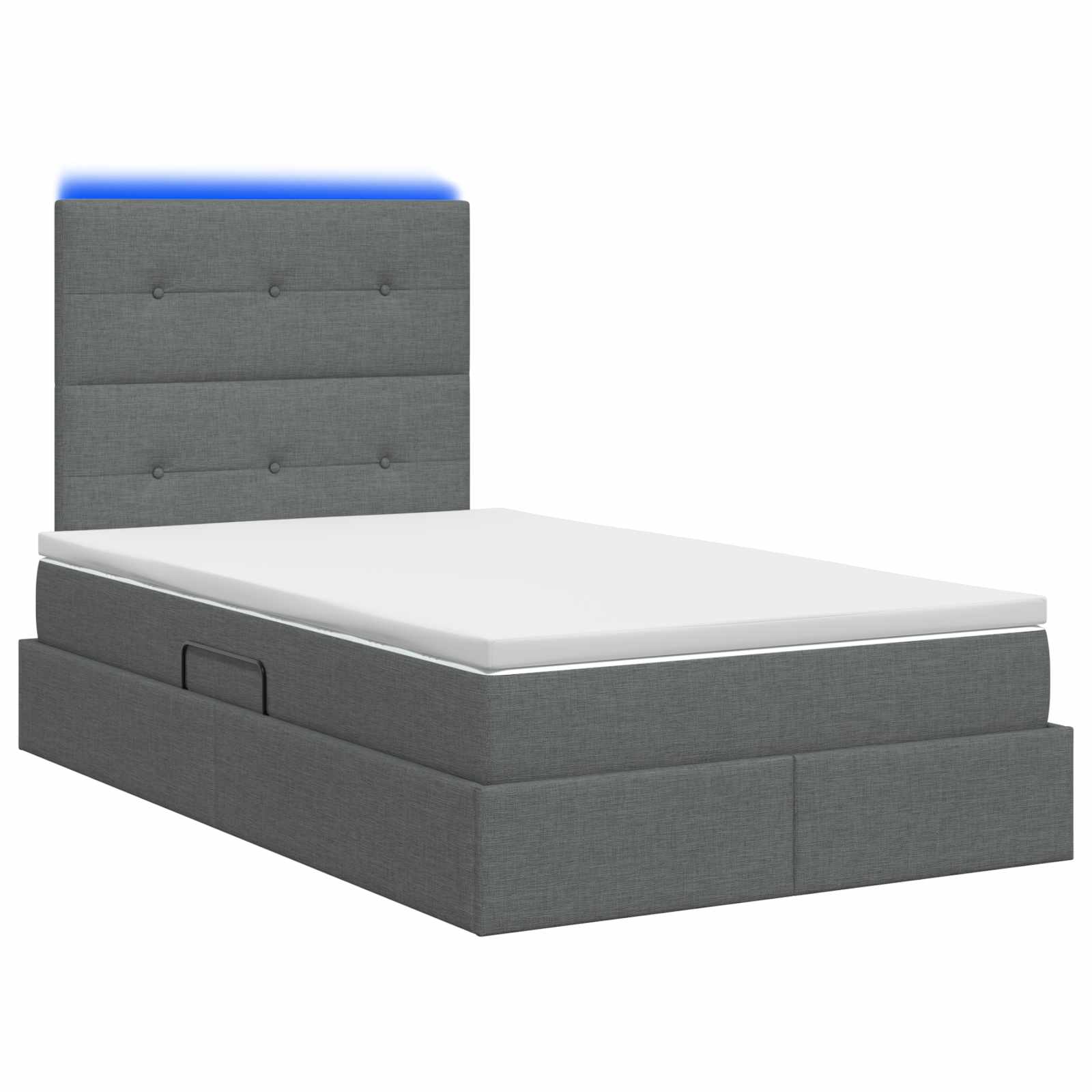 LED Opslagbed met Matras Donkergrijs 120 x 200 cm Stof