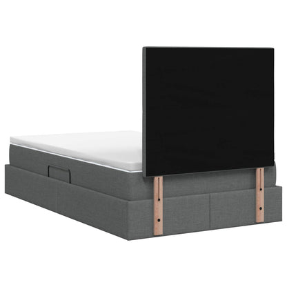LED Opslagbed met Matras Donkergrijs 120 x 200 cm Stof