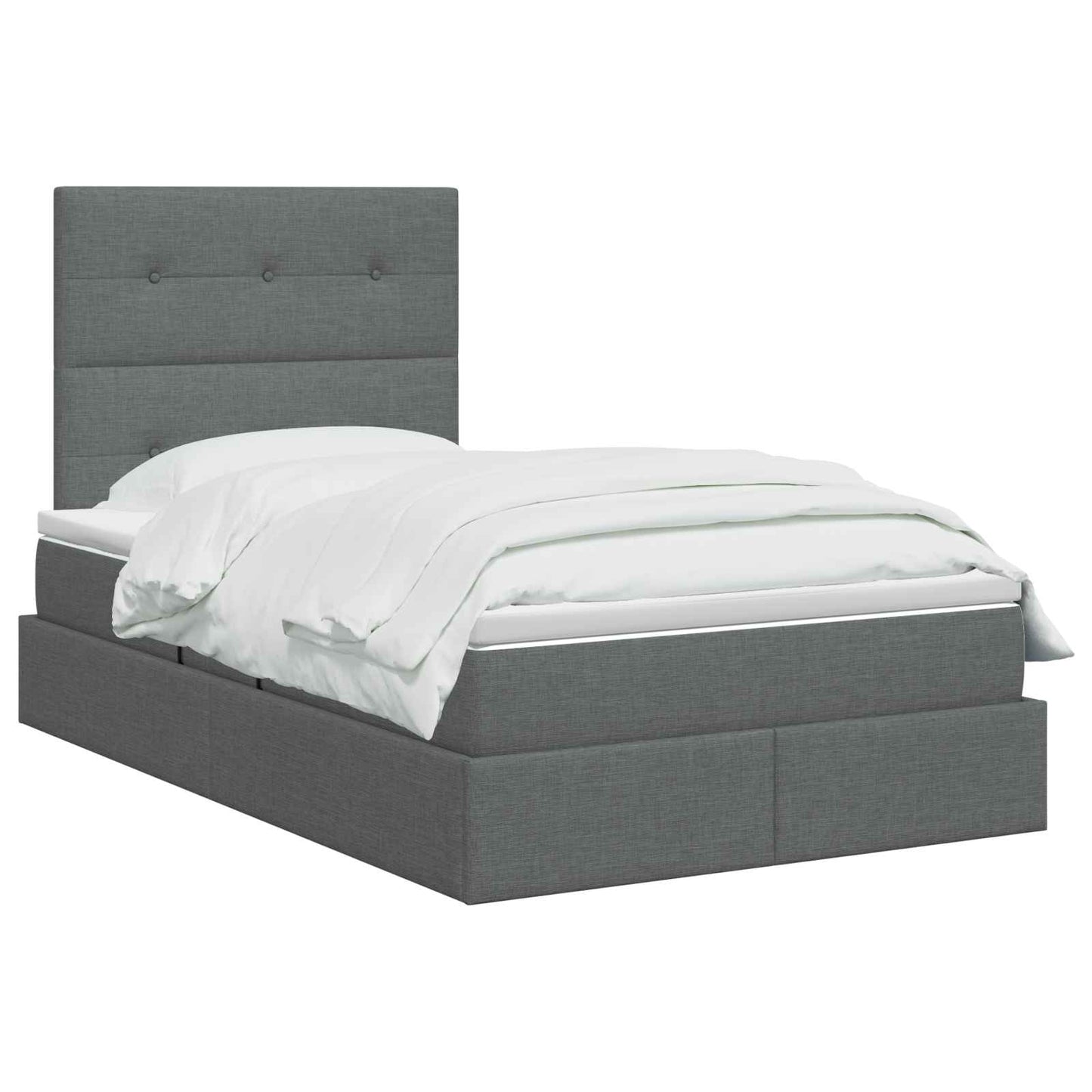 LED Opslagbed met Matras Donkergrijs 120 x 200 cm Stof