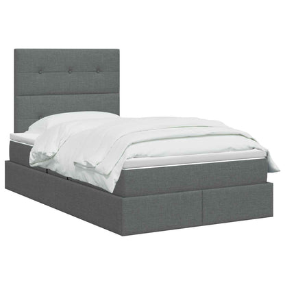 LED Opslagbed met Matras Donkergrijs 120 x 200 cm Stof