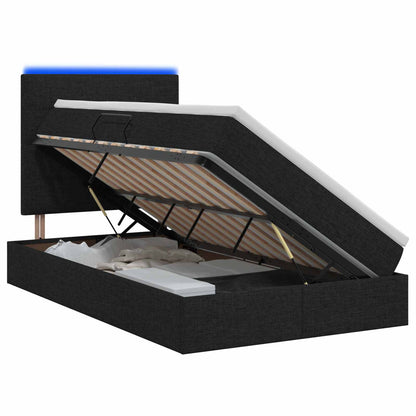 LED Opslagbed met Matras Zwart 120 x 200 cm Stof