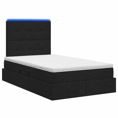 LED Opslagbed met Matras Zwart 120 x 200 cm Stof